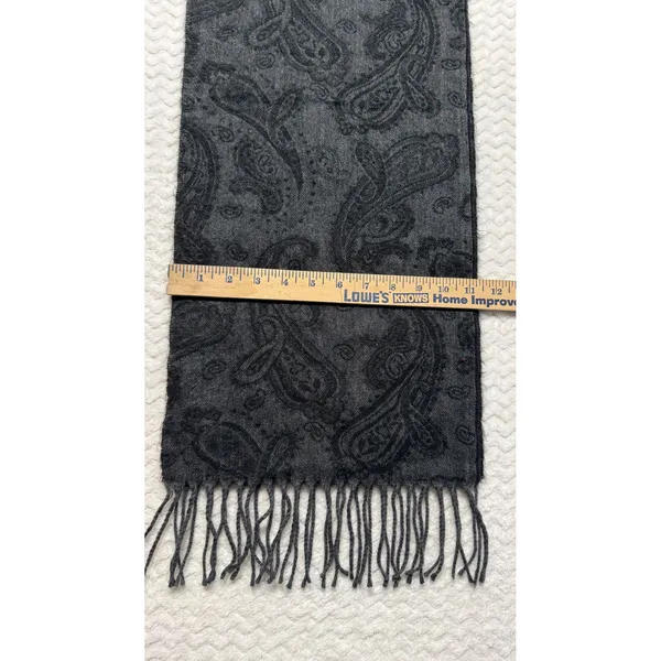 Cejon Made in Italy Charcoal Black Paisley Fringed Acrylic Scarf RN 98072 - Image 6
