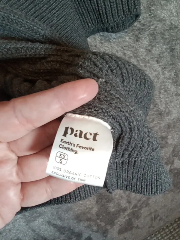 Pact Black Ribbed Open-Front Women's Cardigan Organic Cotton Oversized Xs/S - Image 4