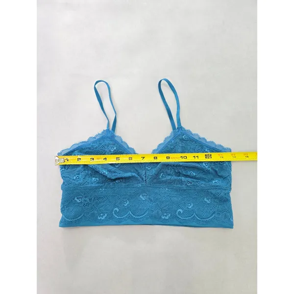 Blue Romantic Boudoir Bridal Cottage Lingerie Feminine Floral Lace Bra Small - Image 5