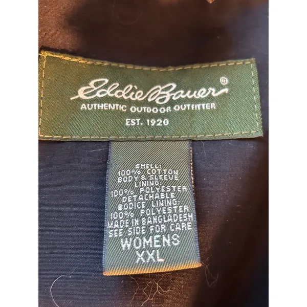 Eddie Bauer Womens Black Double Breasted Belted Trench Coat Jacket Size XL - Image 11