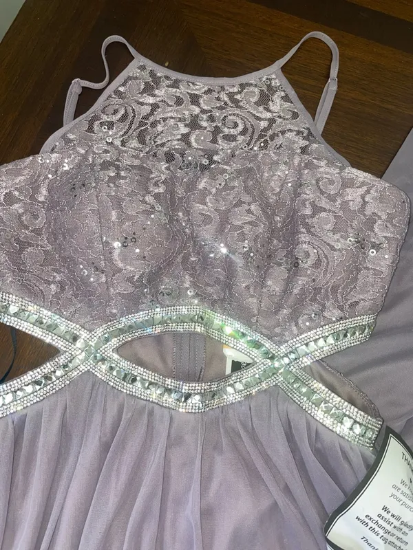 NWT Prom Dress Size 7 Lavender Sequin Lace Rhinestone Formal Homecoming Gown - Image 2