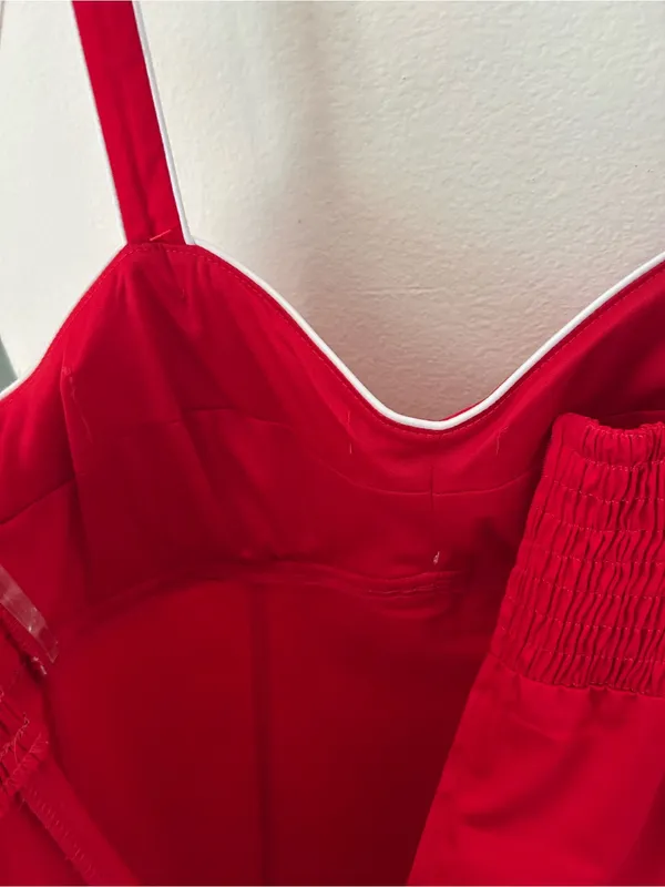 Madison Lee Vtg red babydoll retro pin up bow sailor mini swing A line dress 12 - Image 8