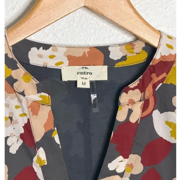 Entro Floral Mini Dress Sz M Puff Sleeve Babydoll Whimsical Boho Cottagecore - Image 4