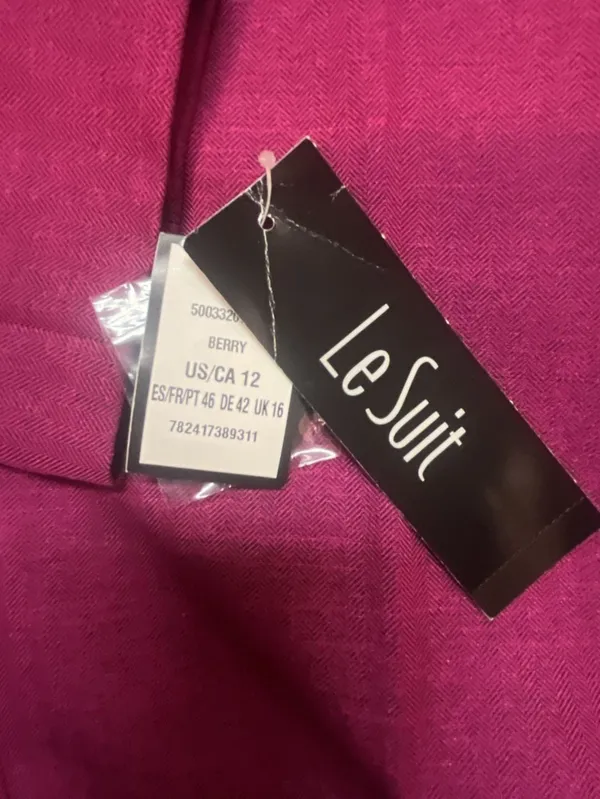 Le Suit Women's Three-Piece Pant Suit with Scarf Wild Rose Size 12 - Image 14