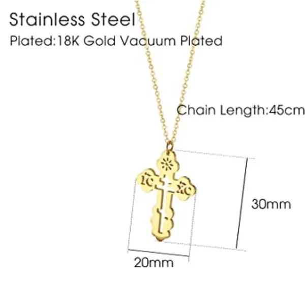 Boutique Orthodox Christian Cross Necklace Religious IC XC Pendant Gold Plated 316L 18-20 - Image 13