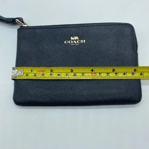 Coach Black Wristlet Wallet Zipper Closure Coin Purse Compact Coated Leather - Image 7