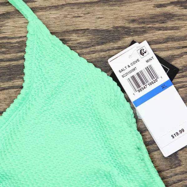 NWT Salt + Cove Juniors Rib Scrunch Scoop-Neck Bikini Top Mint Tea Green XL - Image 7