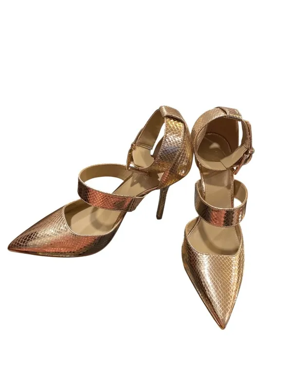 Michael Kors wms authentic gold croc design 4" stilleto heels shoes sz 8M SKU 10 - Image 2