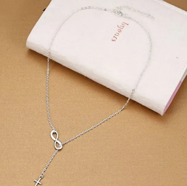 Women Fashion Silver Infinity Cross Pendant Chunky Choker Necklace ( 5/20$ ) - Image 2