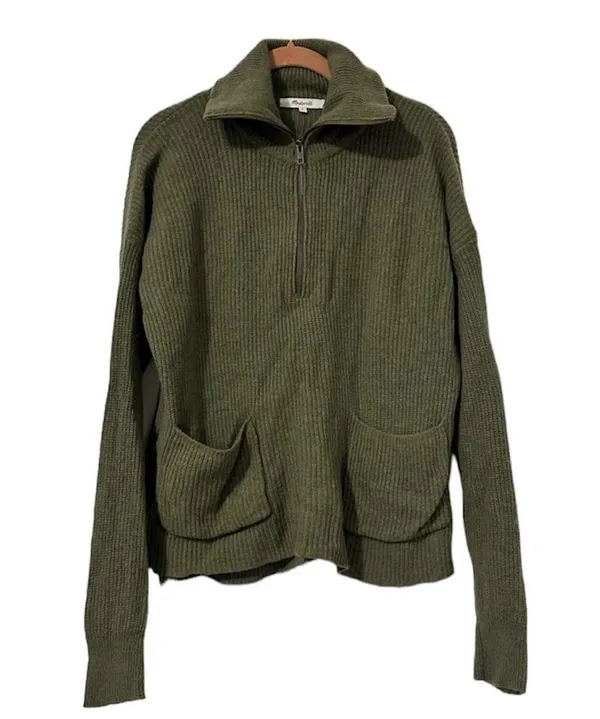 Madewell Glenbrook Half Zip Pullover Sweater Merino Wool - Image 2