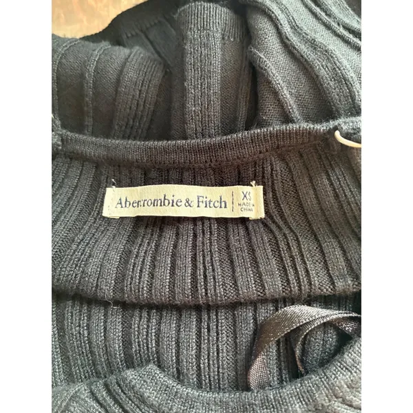 Abercrombie & Fitch Black Ribbed Knit Mini Dress‎ Strappy Cross Back Womens XS - Image 6