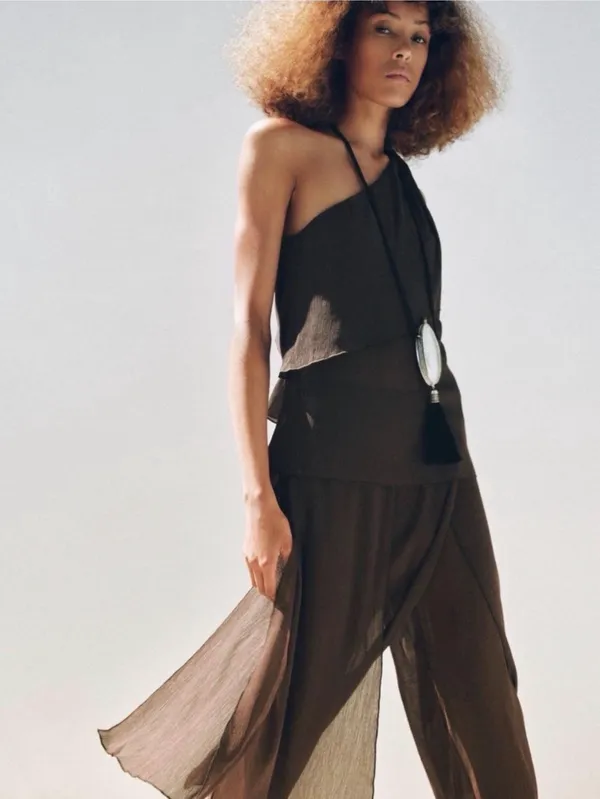 Zara One Shoulder Brown Blouse - Image 2