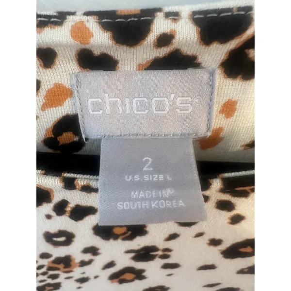 Chico's Touch of Cool Animal Print Wedge Tunic Size 2 Large Stretchy - Image 6