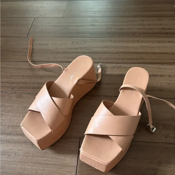 Public Desire Chunky Platform Ankle-Strap Sandal in Tan - Image 7