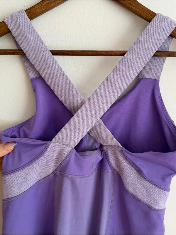 Lululemon Push Your Limits Tank Top Purple Heathered Straps Built In Bra Size 8 - Image 3