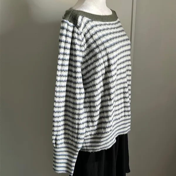 New Nine West Women’s Cozy Boatneck Striped Stitch Knit Long Sleeve Sweater - Image 4