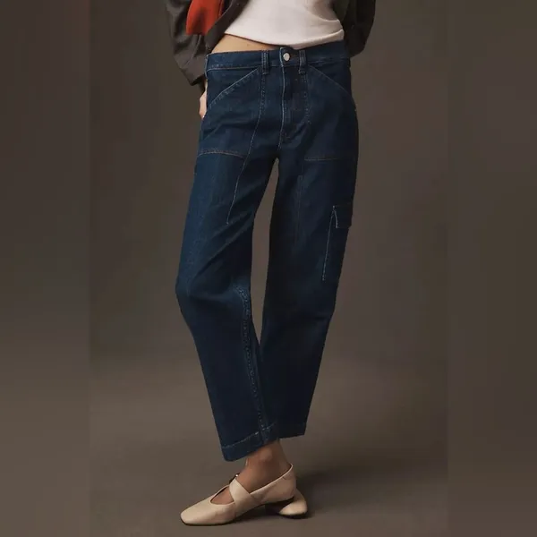 Pilcro Mid-Rise Slim Straight Leg Jeans Cargo Pockets 30 - Image 2