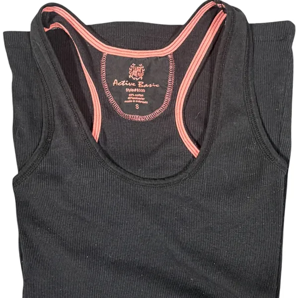 Active Basic Tank Top Womens Small‎ Black Ribbed Racerback Scoop Neck Stretch - Image 7