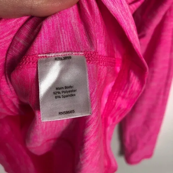 Zella Women's‎ Athletic Zip Neck Long Sleeve Shirt Bright Pink Heathered Size M - Image 7