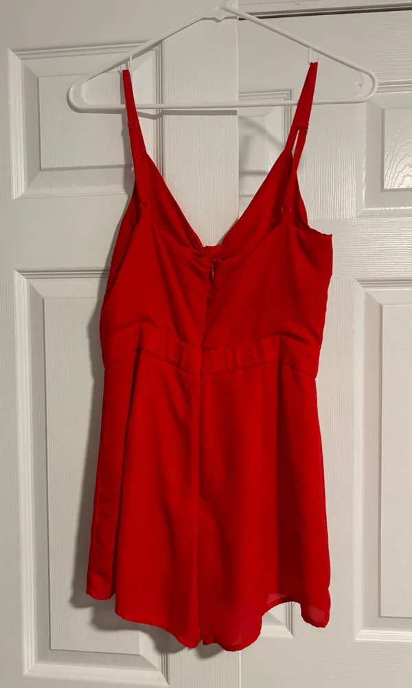 Wild Honey Red Tie Front Romper - Image 2