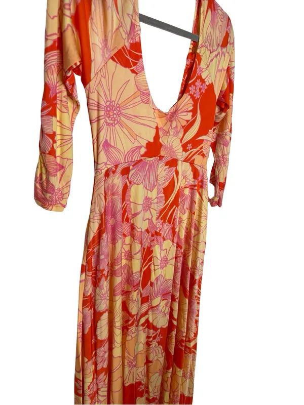 🌸 Free People First Date Maxi Dress Size S Floral Scoop Neck Boho Midi 🌸‎ - Image 3