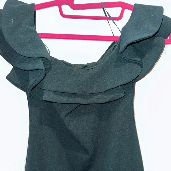 Mind‎ Code Women Off the Shoulder Green Ruffled Mini Dress Size S - Image 2