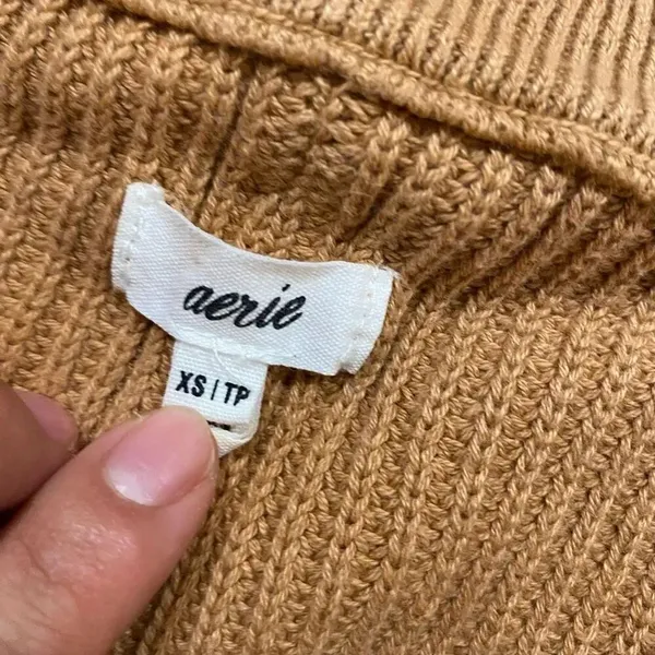 Aerie Oversized Half Zip Sweater XS Camel Chunky Knit Cozy Lounge - Image 4