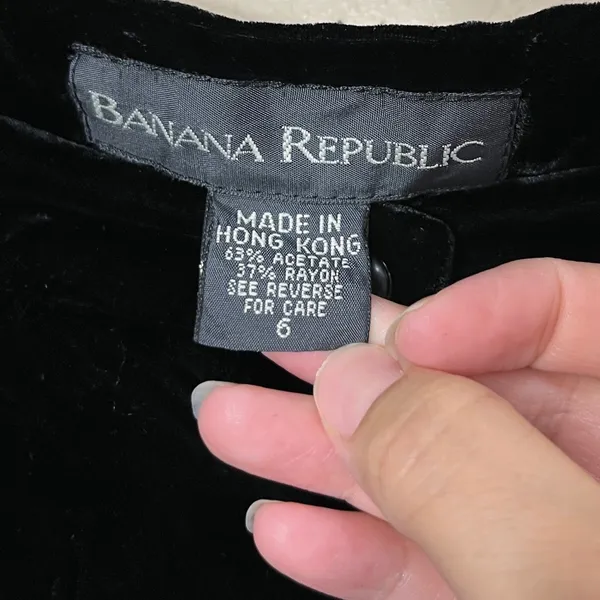 Vintage Banana Republic Black Velvet‎ Button Front Maxi Skirt Size 6 - Image 4