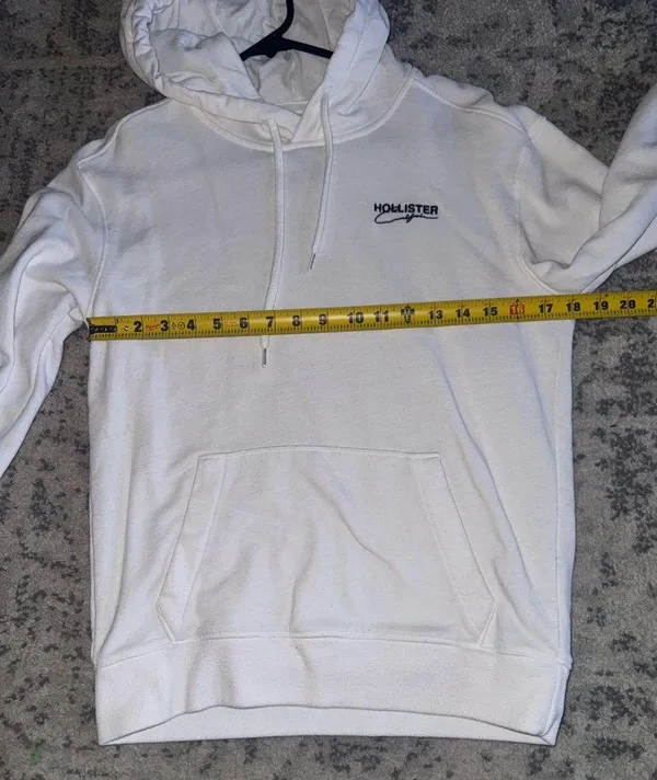 Hollister California Logo Fleece Hoodie Sweatshirt White Size XSMALL Unisex - Image 7