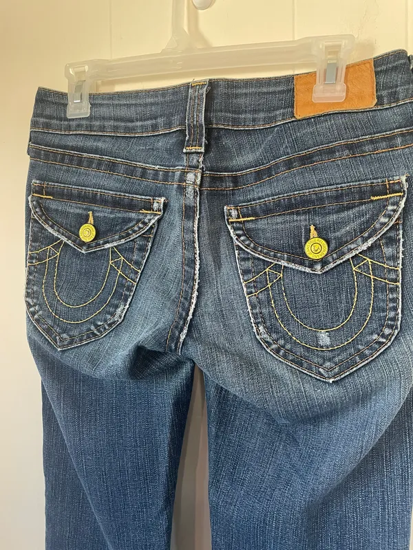 True Religion Billie Straight Leg Jeans Pocket Flap Medium Wash Womens Sz 28 - Image 7