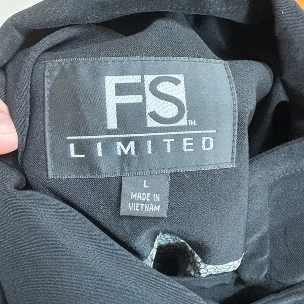 FS Limited Black Belted Jacket Asymmetrical Zip Trench Coat L - Image 3