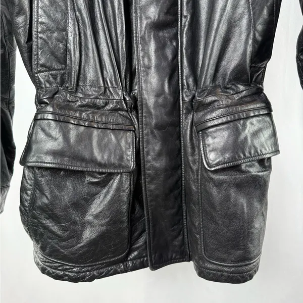 Vintage‎ London Fog Leather Cinched Waist Coat in Black Size Extra Large - Image 2