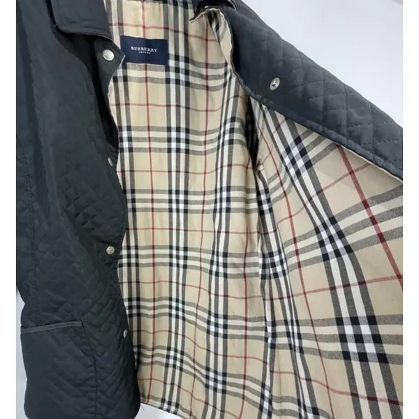 Burberry London Womens S Black Diamond‎ Quilted Jacket Nova Check Lining England - Image 2