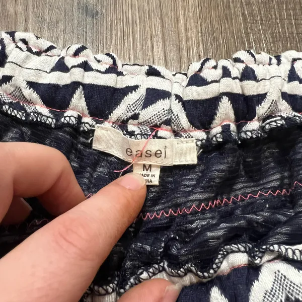Easel Navy Blue White Geometric Shorts - Image 5