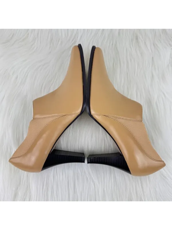 Coup d’Etat Studio Tan Leather Ankle Booties Square Toe Heel Shoes Boot Sz US 7M - Image 6