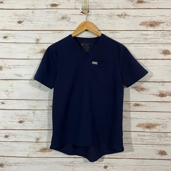 FIGS Kaya Classic V Neck Scrub Top - Blue - XS - Image 9
