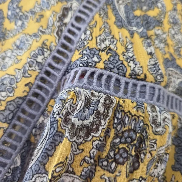 LOFT Outlet Yellow and Gray Peasant Blouse - Image 3