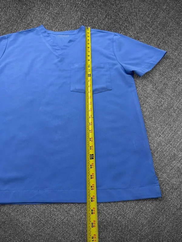 Mandala Blue V-Neck Medical Scrub Top Stretch Uniform Shirt Size Small - Image 7
