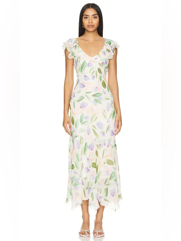 ASTR Wisteria Floral Chiffon Maxi Dress Small Wedding Guest Garden Party Summer - Image 8