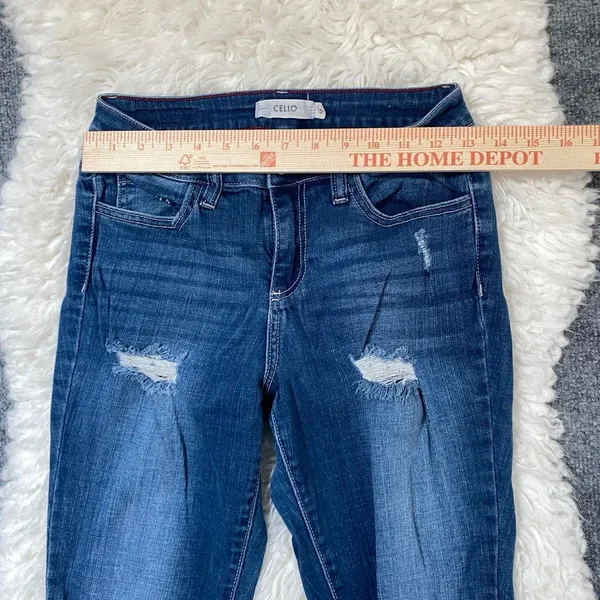 Cello Denim Blue Skinny Jeans Distressed Y2k Grunge Alt Scene Edgy Casual - Image 3