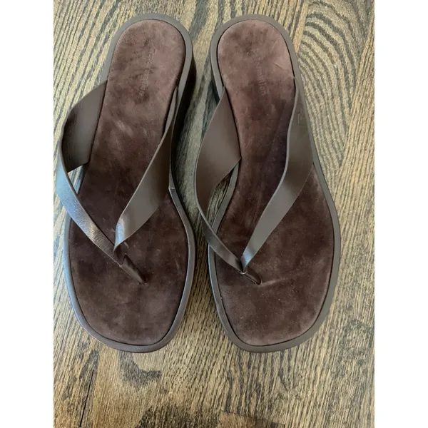 Reformation Eden Platform Flip Flop Espresso Brown Leather Suede Sz 9 NEW $228 - Image 5