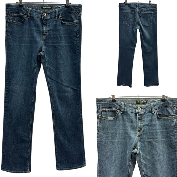 Eddie Bauer Straight Leg Stretch Denim Mid Rise Womens 10 or 30 Waist Blue Jeans - Image 3