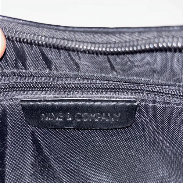 Nine & Co. FAUX LEATHER MINI BLACK BAG…SILVER BUCKLE ADORNMENT ZIP CLOSURE - Image 6