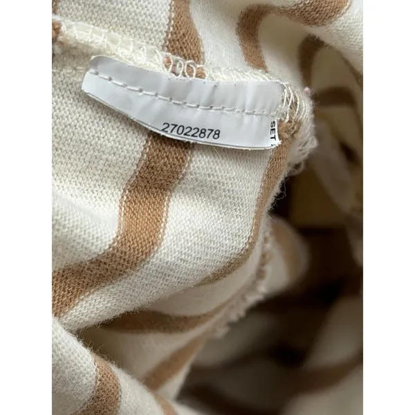 MNG Mango‎ Striped Oversized Long Sleeve Top Beige Brown Size L - Image 6