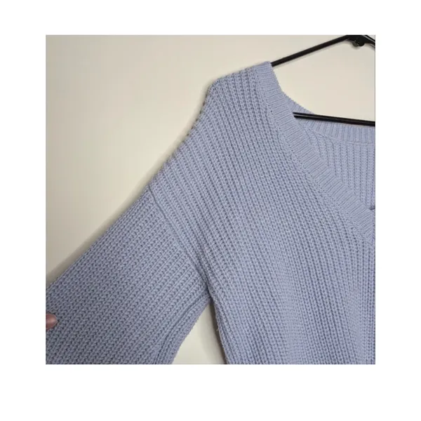 Lulus Blue Crop Reversible Knit Sweater XS‎ Balletcore Coquette Romantic Coastal - Image 13