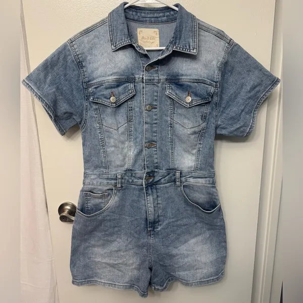 EUC Altar’d State Denim Romper | Casual Boho Jean Romper Outfit - Image 2
