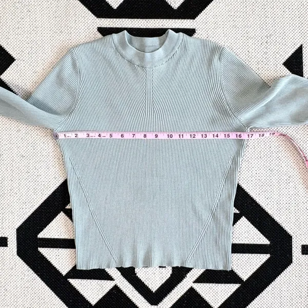 Future Collective Ribbed Knit Flare Sleeve Sweater in Sage Green Large - Image 2