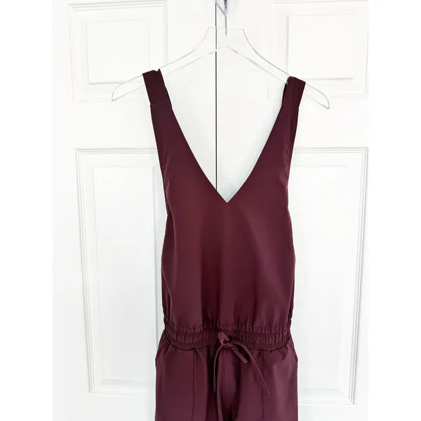 Albion Classic Overall Jumpsuit Burgundy Wine Adjustable Strap Jogger Tall - Image 4