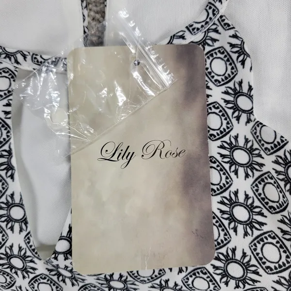 NWT Lily Rose Dress Womens XS Black White Print Sleeveless Halter Sundress - Image 9