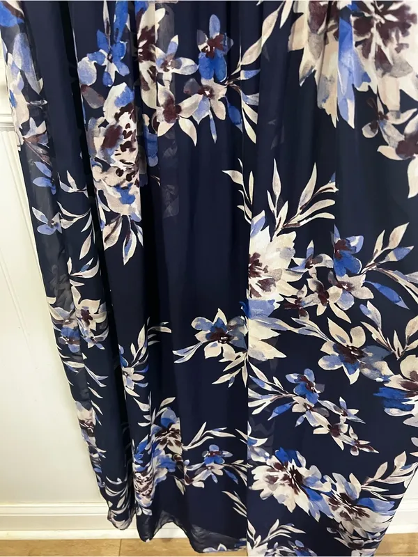 Eliza J Navy Floral Print Chiffon Halter Neck Maxi Dress size 12 NO SASH - Image 10